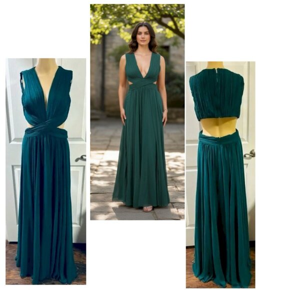 Lulu's Vivid Imagination Emerald Green Cutout Maxi Dress Size XL New NWT - Picture 12 of 12